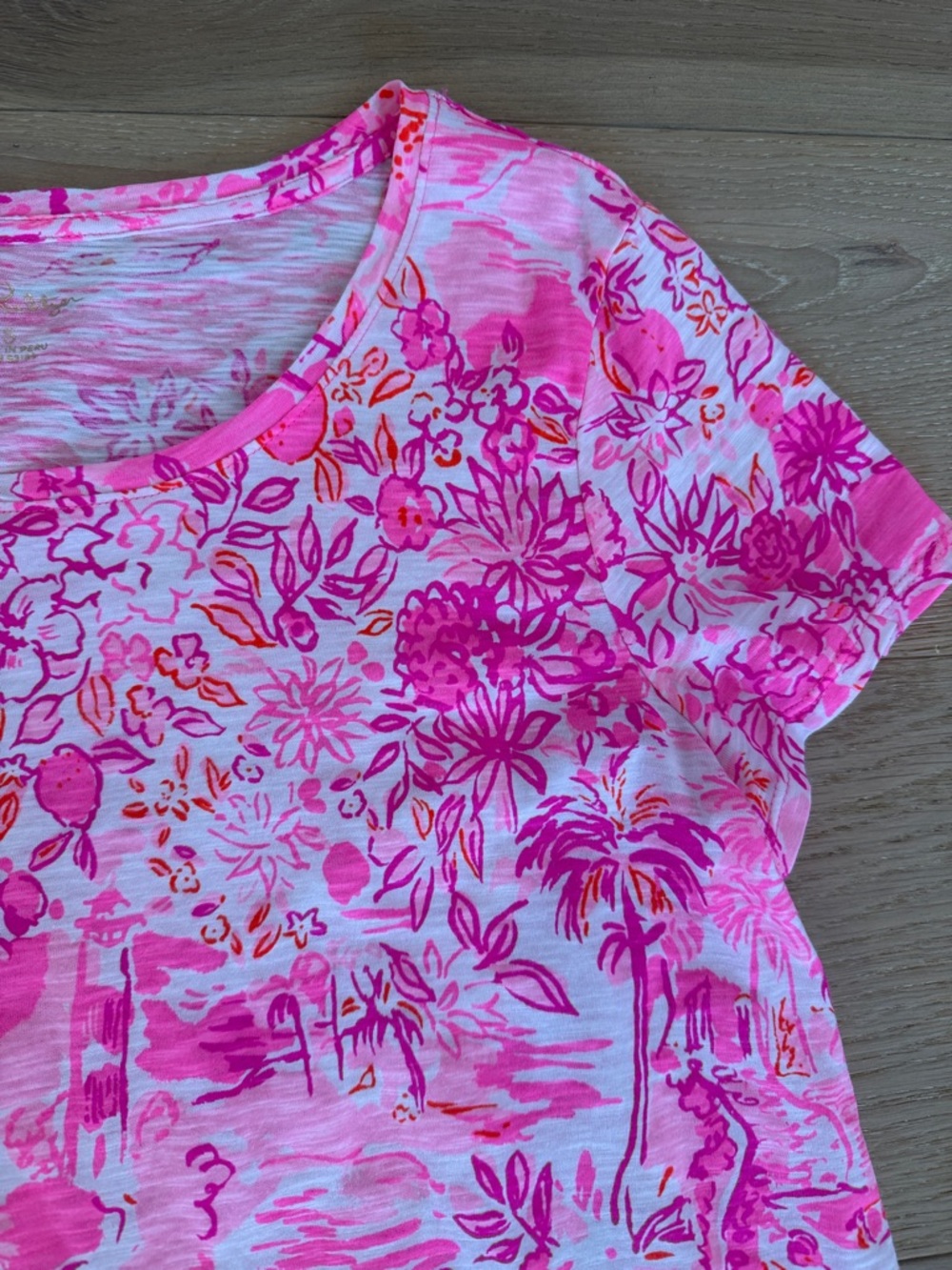 NWOT Lilly Pulitzer Etta Round Neck Pink Patterned Short Sleeve Women's T size S - Picture 4 of 12